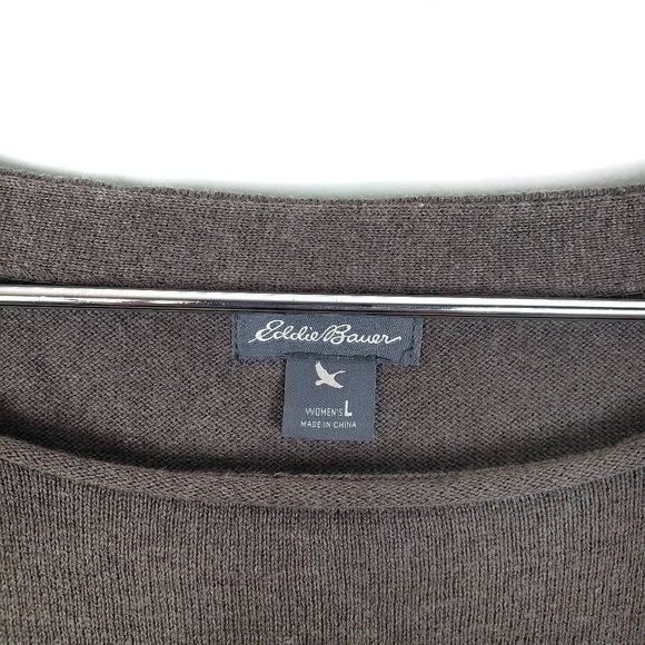 Eddie Bauer Lambswool Chocolate Long Sleeve Striped Pullover Sweater Size: Large - Picture 2 of 7